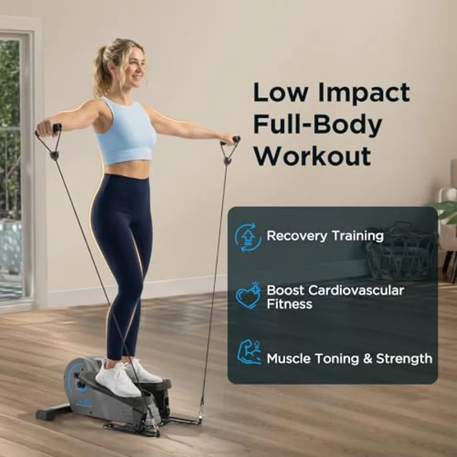 JLL Elliptical Exercise Machine Mini Elliptical Cross Trainer 2-in-1 Sit/Stand 8-Level Magnetic Resistance Compact Home Office