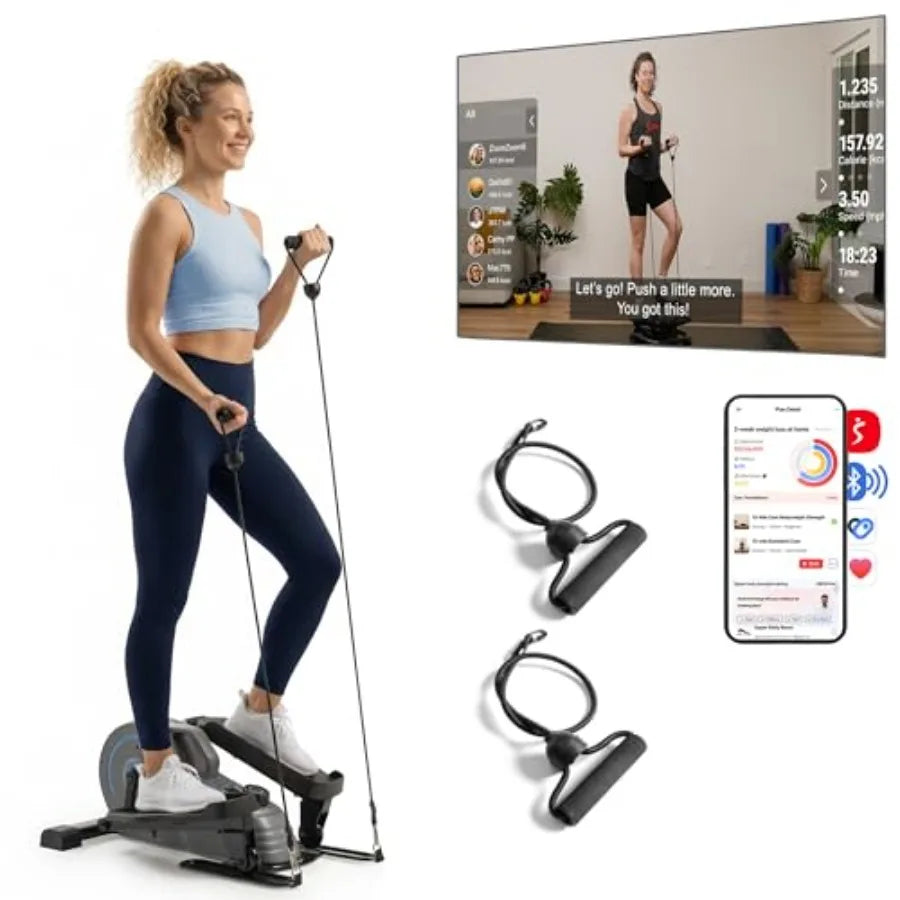 JLL Elliptical Exercise Machine Mini Elliptical Cross Trainer 2-in-1 Sit/Stand 8-Level Magnetic Resistance Compact Home Office