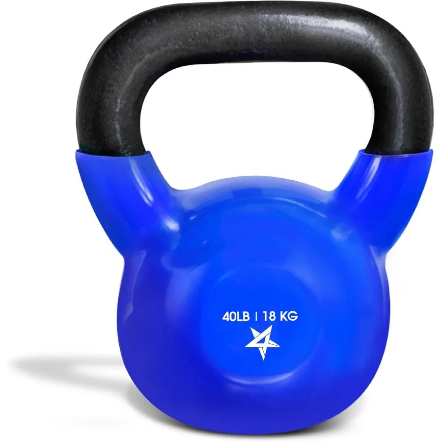 Kettlebell, 40LB Vinyl Coated Cast Iron Strength Training Kettlebells for Home Gym Exercises, Fitness, Full Body Workout Equipme