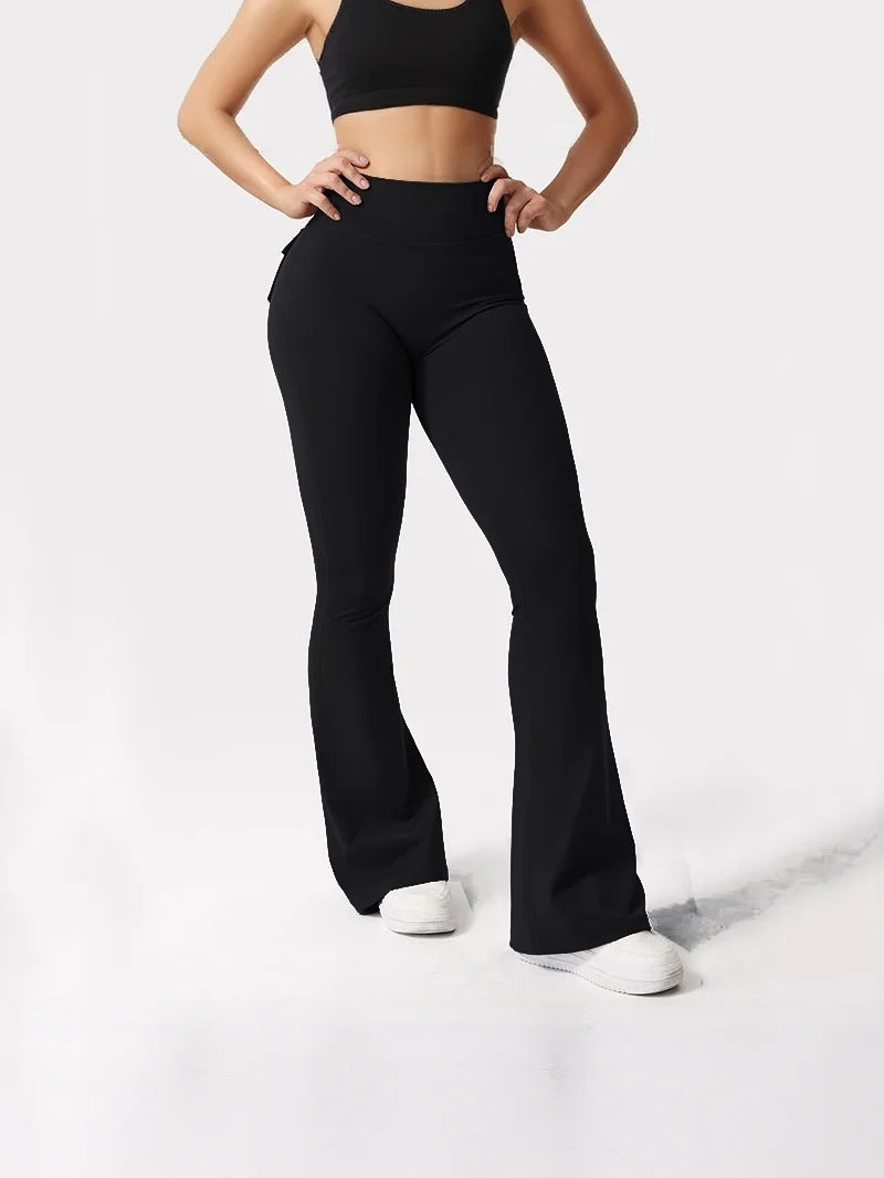 Summer Women's Cargo Pocket Fitness Tights - High-Waisted Stretch Butt Lift Yoga Running Pants