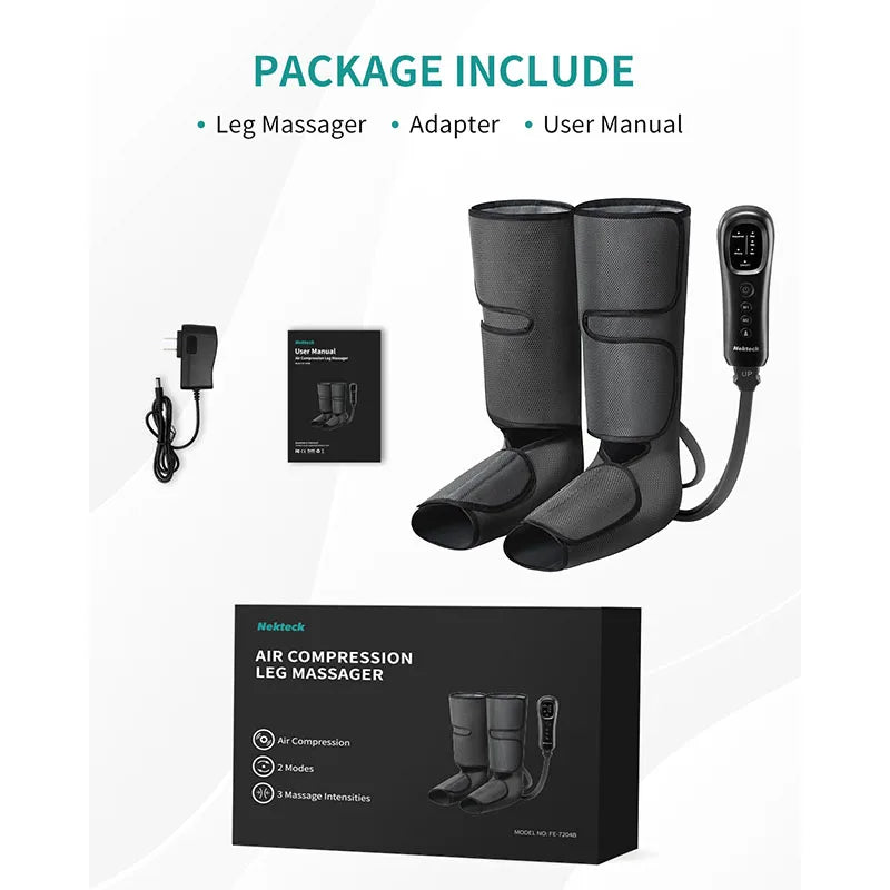 Nekteck Leg Massager Air Compression Calf Wraps Air Pressure Massage for Blood Circulation and Relaxation Lymphatic Drainage