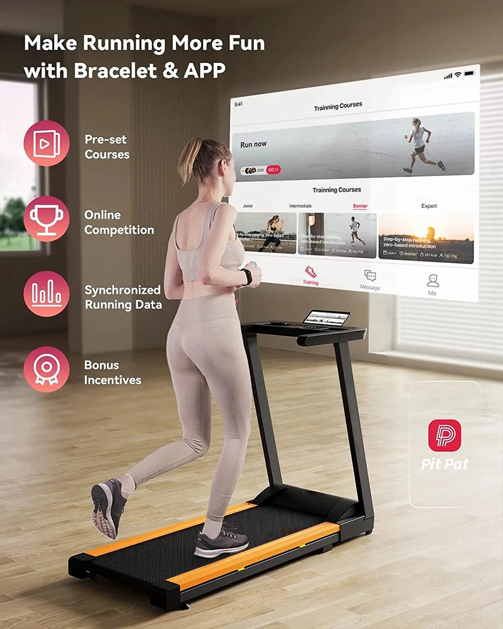 3.0HP Treadmills Electric APP Online Monitoring 7.5MPH Remote Control Foldable Quite Running Walkingpad for Home Portable 300LBS