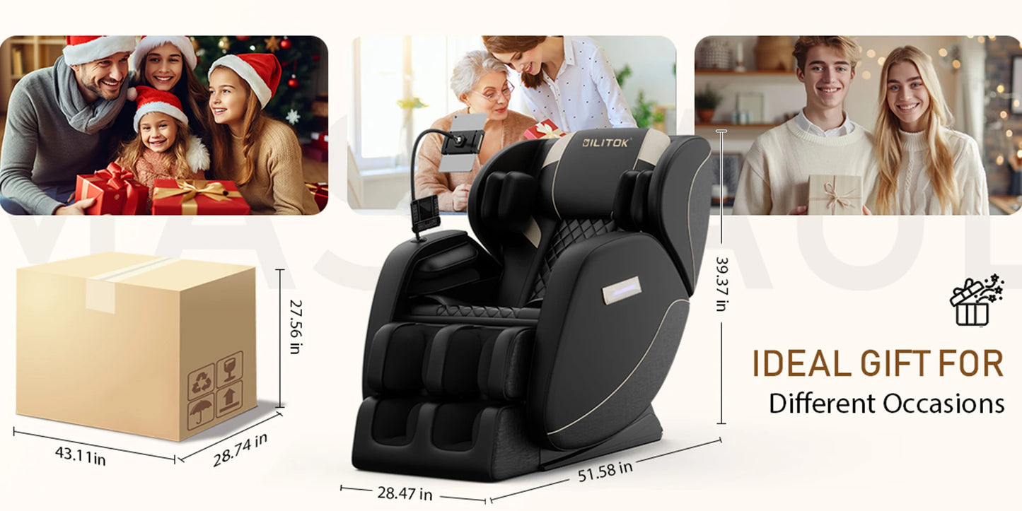 Zero Gravity Full Body Massage Chair with Heating, Airbags, Foot Roller & Touch Screen – Supports Up to 180 lbs