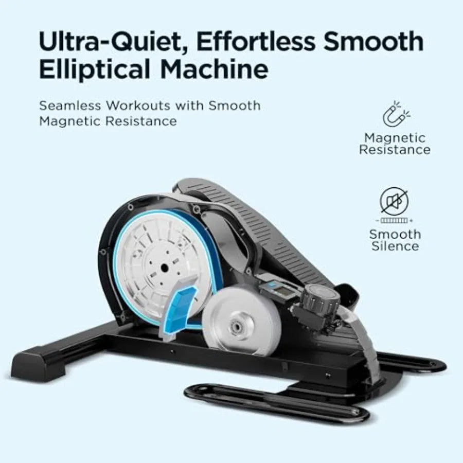 JLL Elliptical Exercise Machine Mini Elliptical Cross Trainer 2-in-1 Sit/Stand 8-Level Magnetic Resistance Compact Home Office